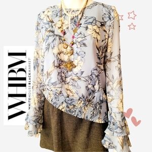 White House Black Market Blue Floral Blouse